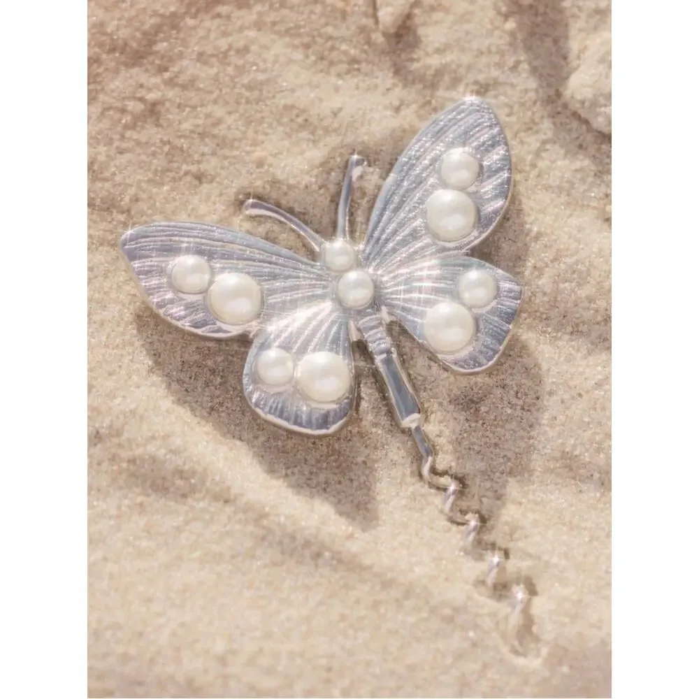 Anthropologie Delphine Butterfly Wine Screw Corkscrew Bottle Opener Pearls